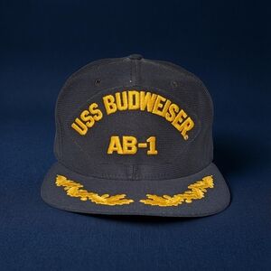 Vtg USS Budweiser Promo New Era Snapback Hat